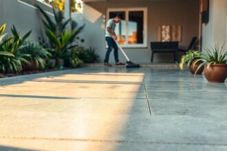 Terrasse propre et accueillante prête pour les activités familiales