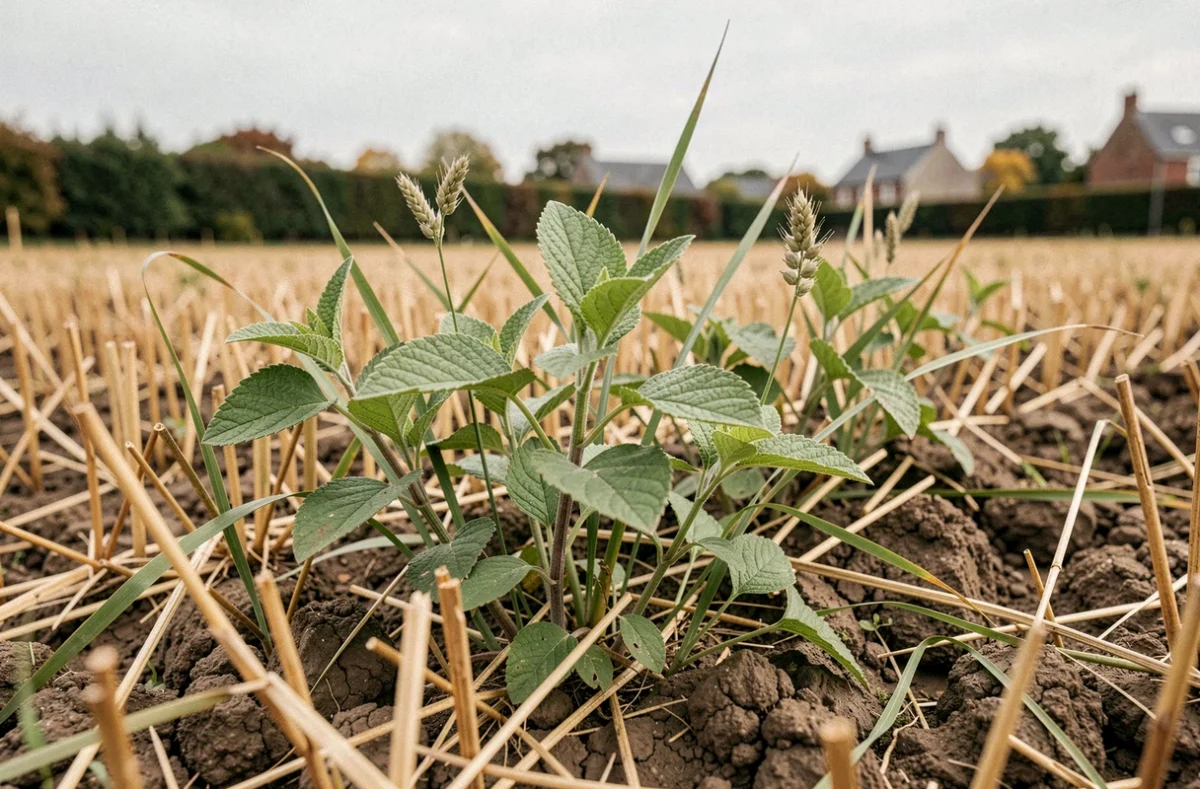 Adventices résistantes poussant dans les chaumes après récolte, stratégie de gestion du glyphosate